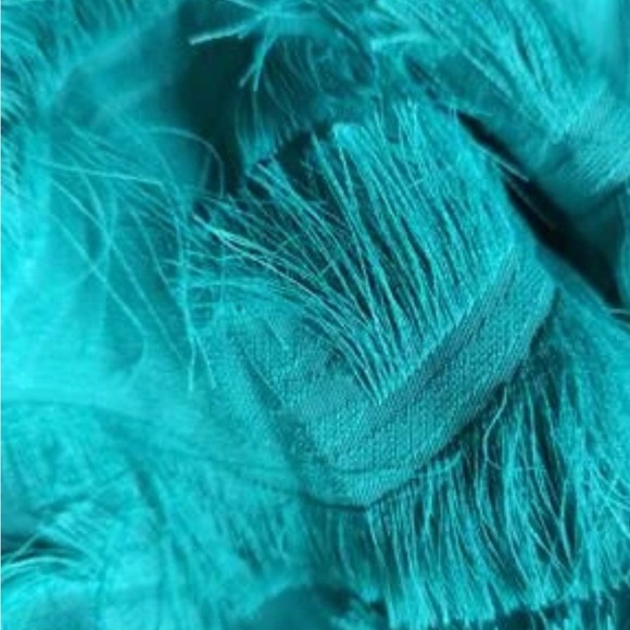 4X SHEIN Teal Blouse with Statement Feathery Sleeves - Picture 15 of 17